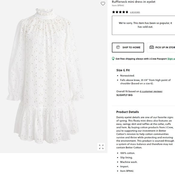 J.Crew Ruffleneck Mini Dress, Size XL, NWT - Picture 4 of 7